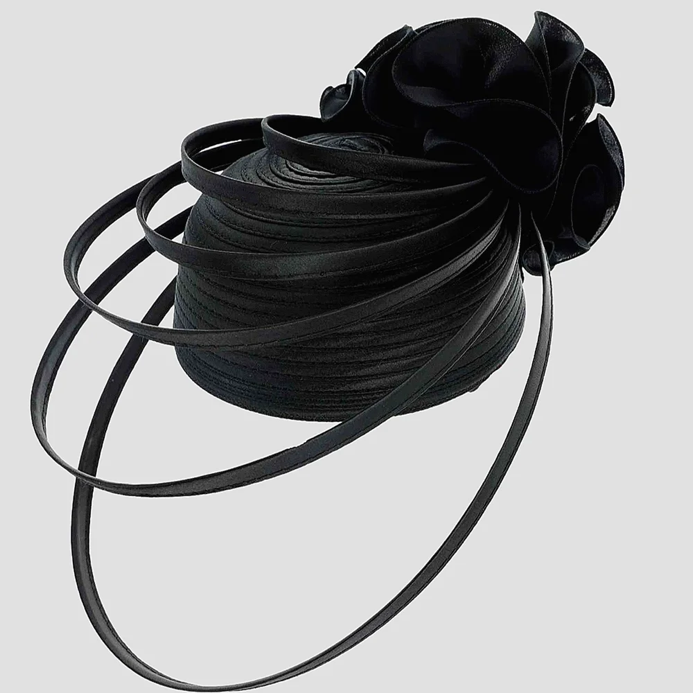 Elegant Black Pillbox Caged Front Hat Unique Refined Equine Church Funeral Tea